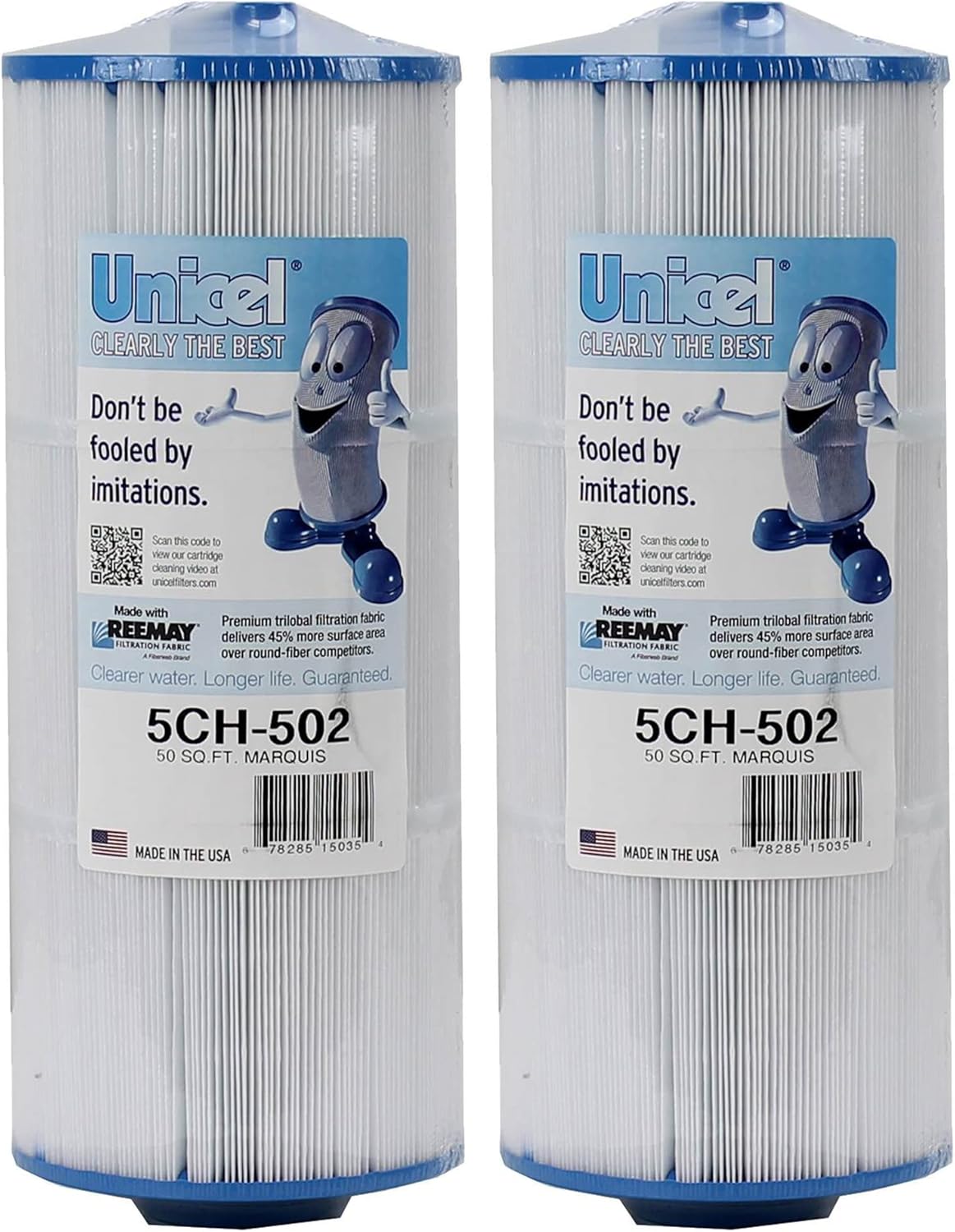 Unicel 5CH-502 50 Square Foot Media Replacement Hot Tub Spa Filter Cartridge with 197 Pleats (2 Pack)
