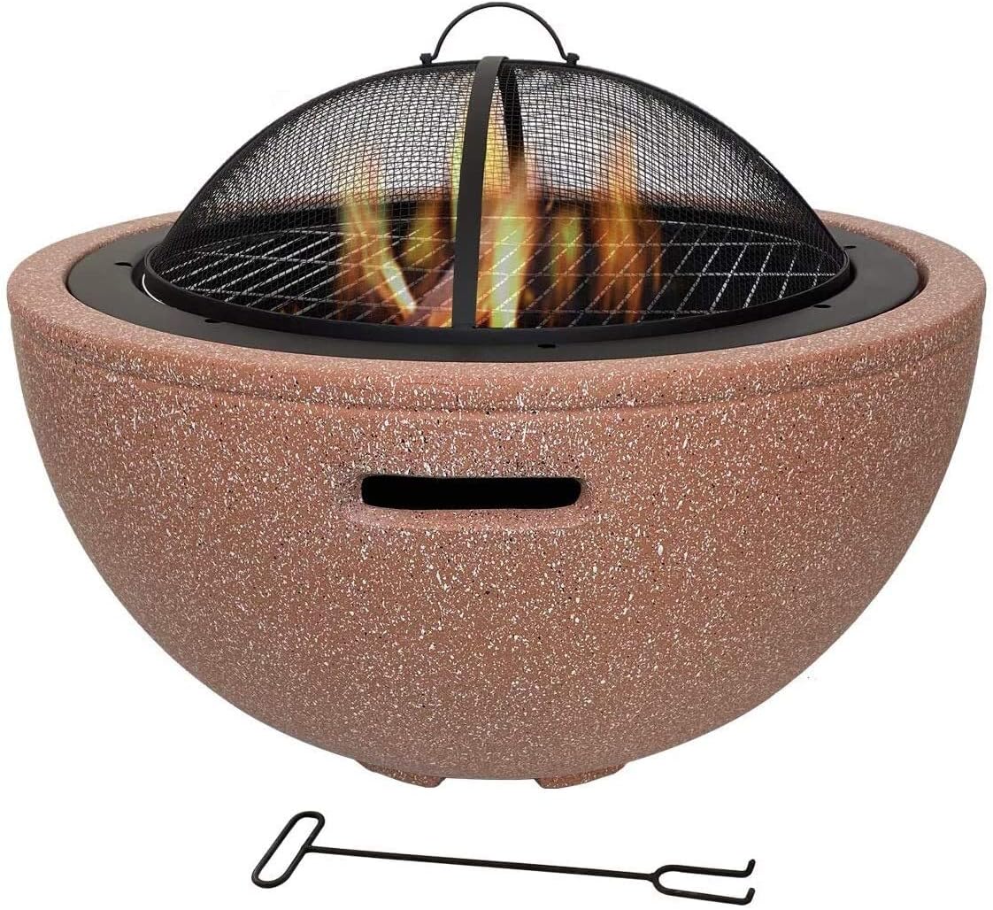 Fire Pits Outdoor Wood Burning Fire Pit,BBQ Grill Fire,Black Marble Design, Magnesium Oxide Material, High Temperature Resistance, Strong, High-End with Cover BBQ Cooking for Outside Camping Backyar