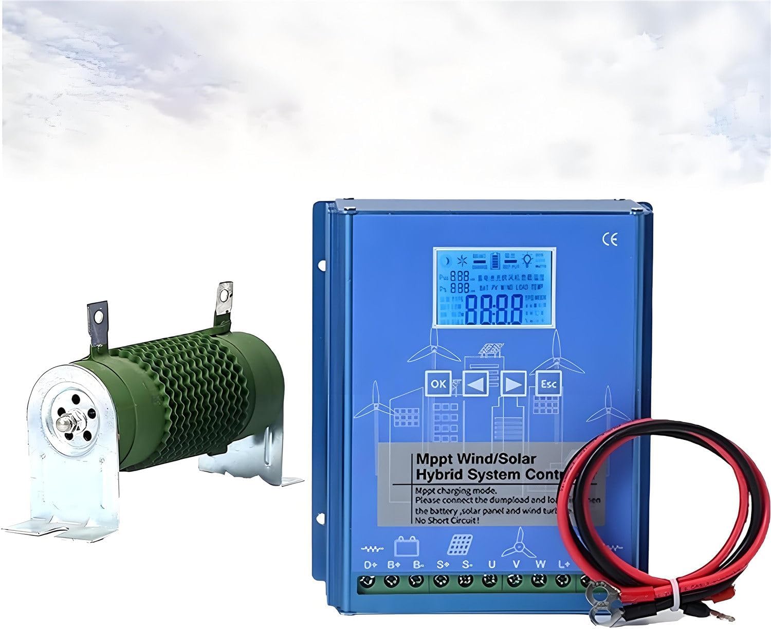 15000W Wind and Solar Hybrid Charge Controller，12v/24v /48v Battery Off Grid Controller, LCD Display Battery Intelligent Regulator,for Power Plants, Street Lamp 24V
