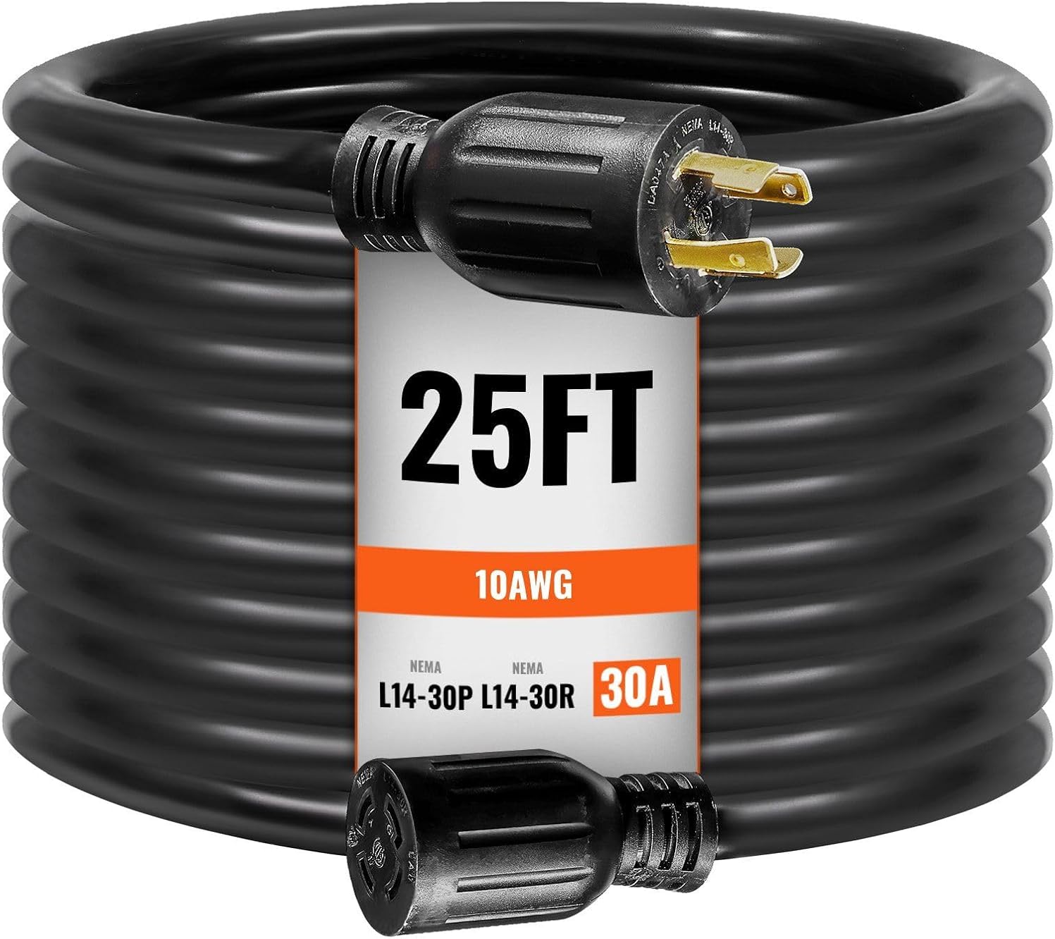 30 Amp Generator Cord and Power Inlet Box Kit,25 FT,NEMA L14-30P/L14-30R STW 10 AWG Generator Power Extension Cord with Twist Lock Connector,Pre-Drilled Inlet Box compatible with RV Outdoor,ETL Listed