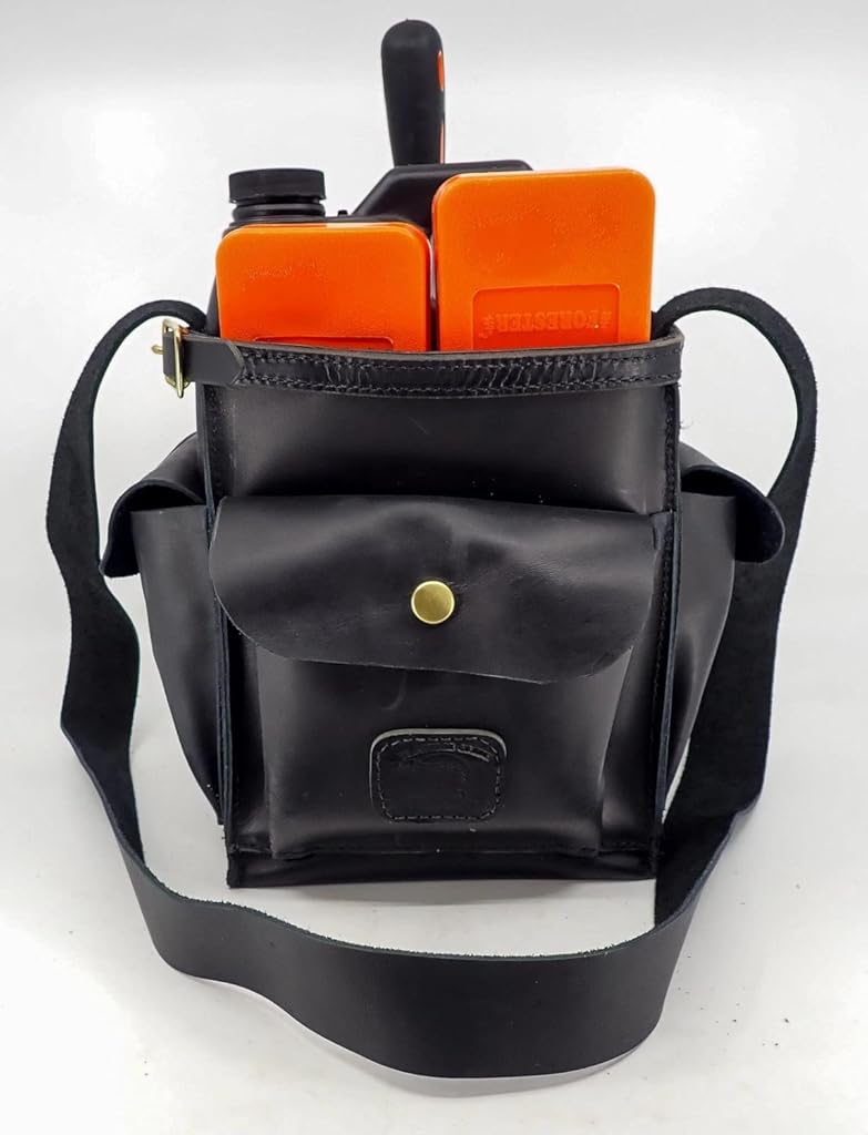 for The for Duke'S Black Leather Chainsaw BAR Oil Tool Tote Carry Bag Made in USA