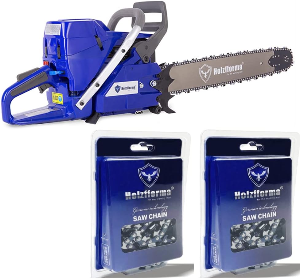 Holzfforma G395 Blue Chainsaw Power Head With 36inch 3/8” .063” 114DL Guide Bar Standard Ripping and Skip Chain Combo For 395