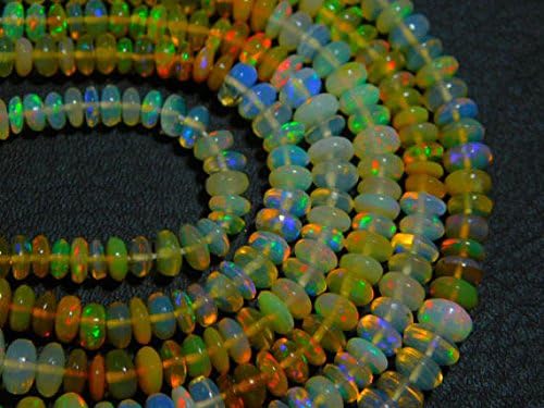 13 inch natural beads strand of 3-5mm smooth rondelle ethiopian welo opal gemstone beads for DIY jewelry - necklace, bracelet, earring, ring.