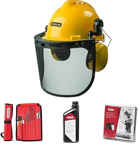 Oregon Chainsaw Safety Protective Helmet with Visor Combo Set, Yellow