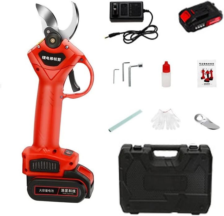 Electric Pruning Shears Scissors Professional Cordless Electric Pruner Secateurs with Backup Rechargeable Lithium Battery Powered Compliant Tree Branch Pruner 30mm (1.2 Inch) Cutting Diameter