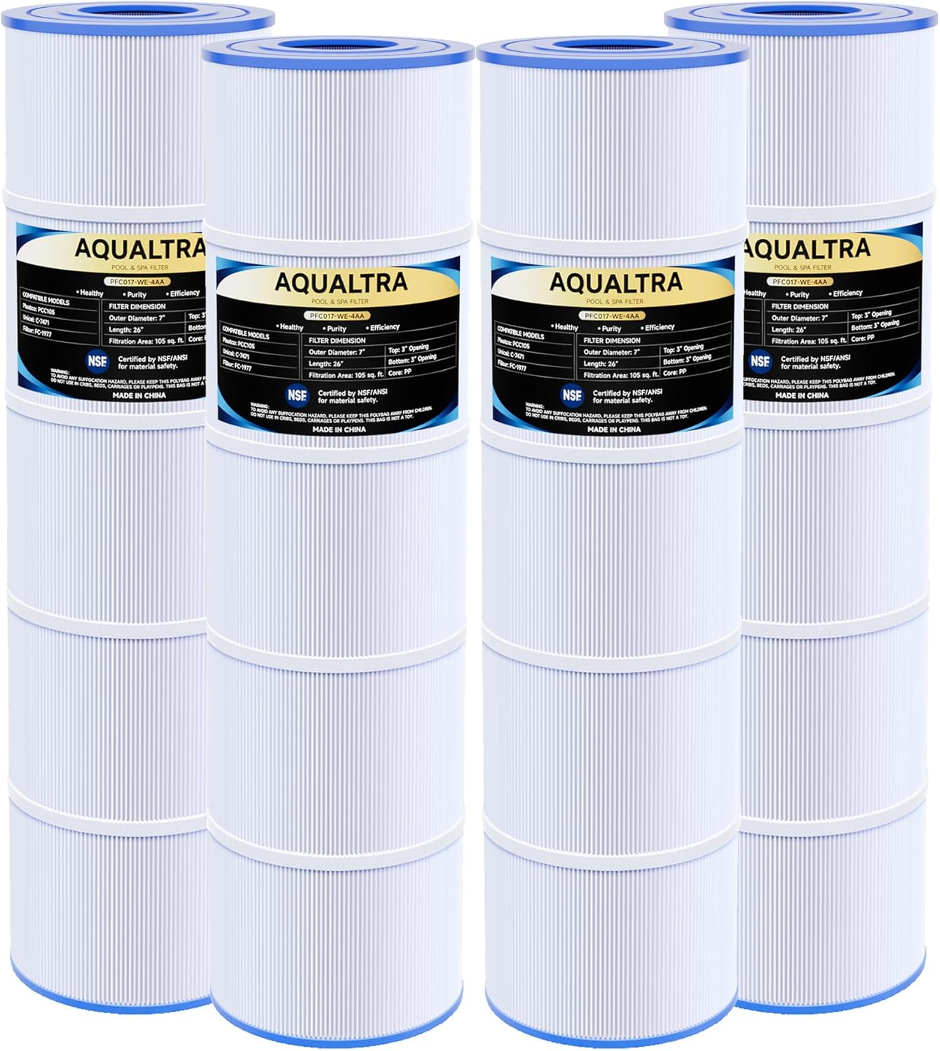 AQUALTRA Pool Filter Compatible with CCP420, PCC105-PAK4, C-7471, FC-1977, 178584, 160301, FC-6470, R173576, 105 sq. ft., 26