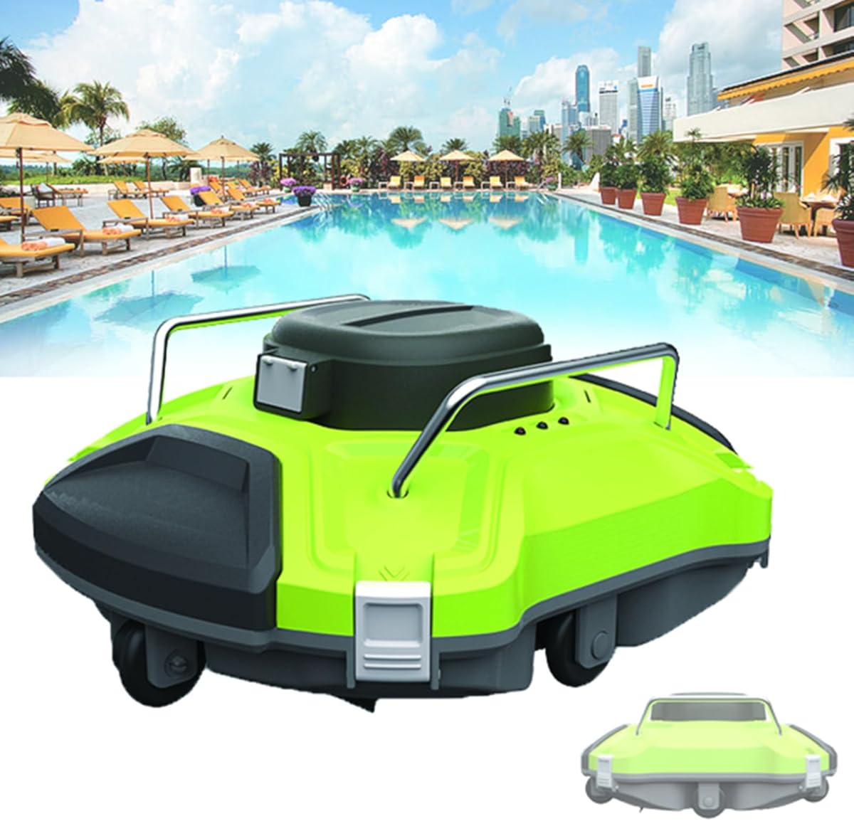 Pool Vacuum Robot Automatic Robotic Pool Cleaner with Self Parking Function Dual Motors Intelligent Robot Leaf Cleaners for Above In Ground Flat Pools