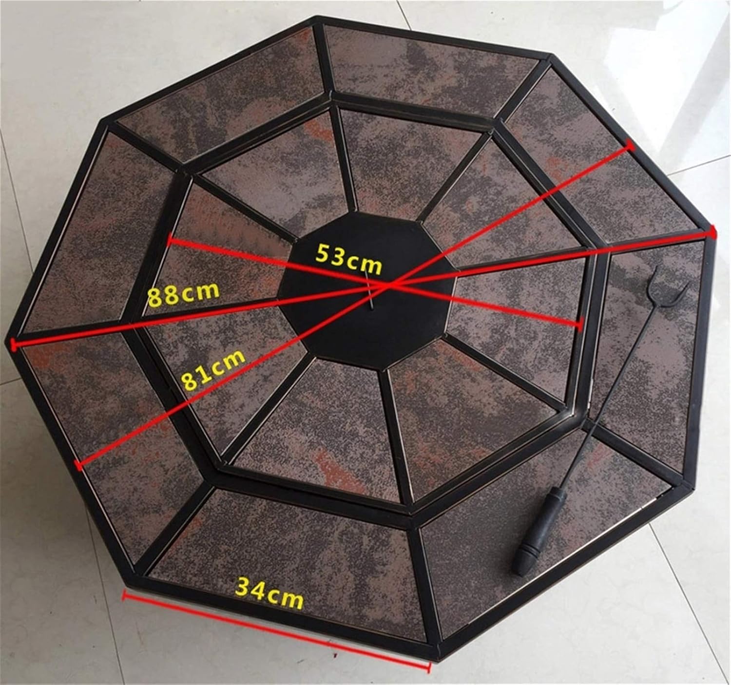 Outdoor Fire Pit Garden Terrace Wood Burning Fire Pit Bowl Barbecue Table, Outdoor Heater with Spark Screen Fireplace Poker, 88cm/34.6