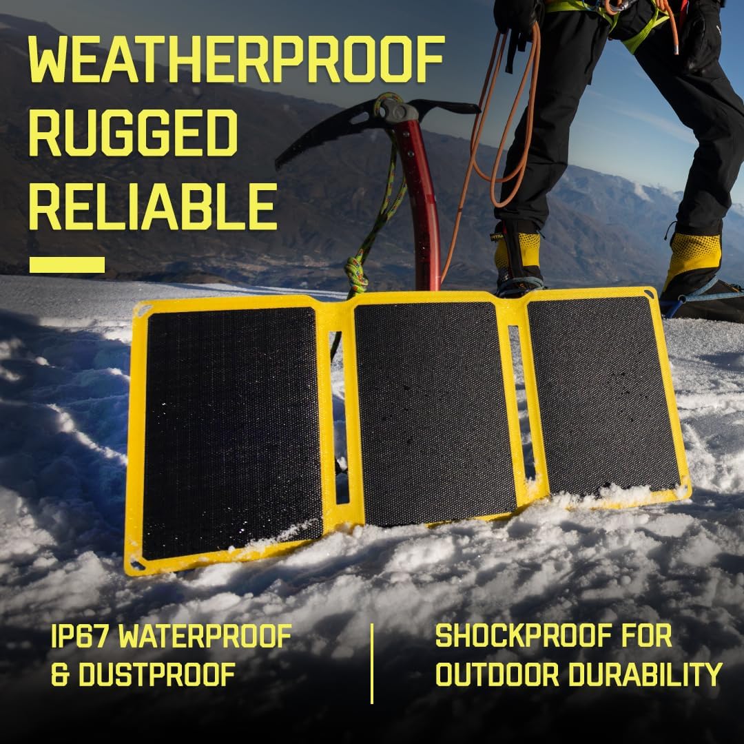 SunJack 25 Watt Foldable IP67 Waterproof ETFE Monocrystalline Solar Panel + 2X 10000mAh Power Banks with USB-A and USB-C for Cell Phones, Tablets and Portable for Backpacking, Camping, Hiking