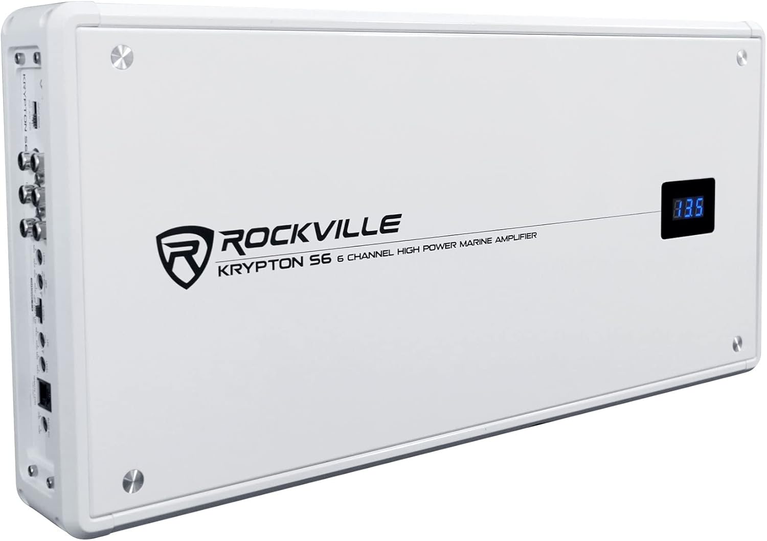 Rockville Krypton S6 2600W 6-Channel Marine/Boat Amplifier, Dyno-Certified RMS, PA Mic Included, Conformal Coated PCB, Adjustable Crossover, for Boat Audio Systems