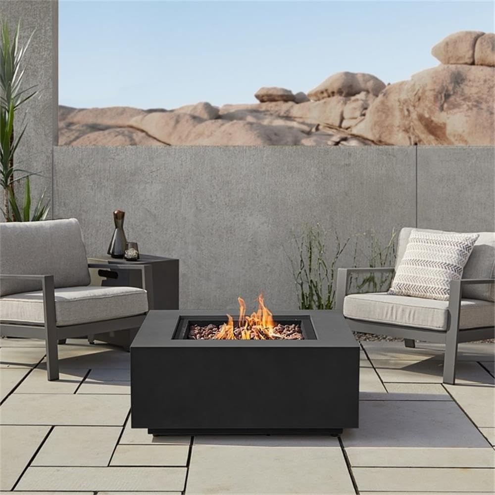 Square Metal Propane Fire Table with Conversion Kit in Black