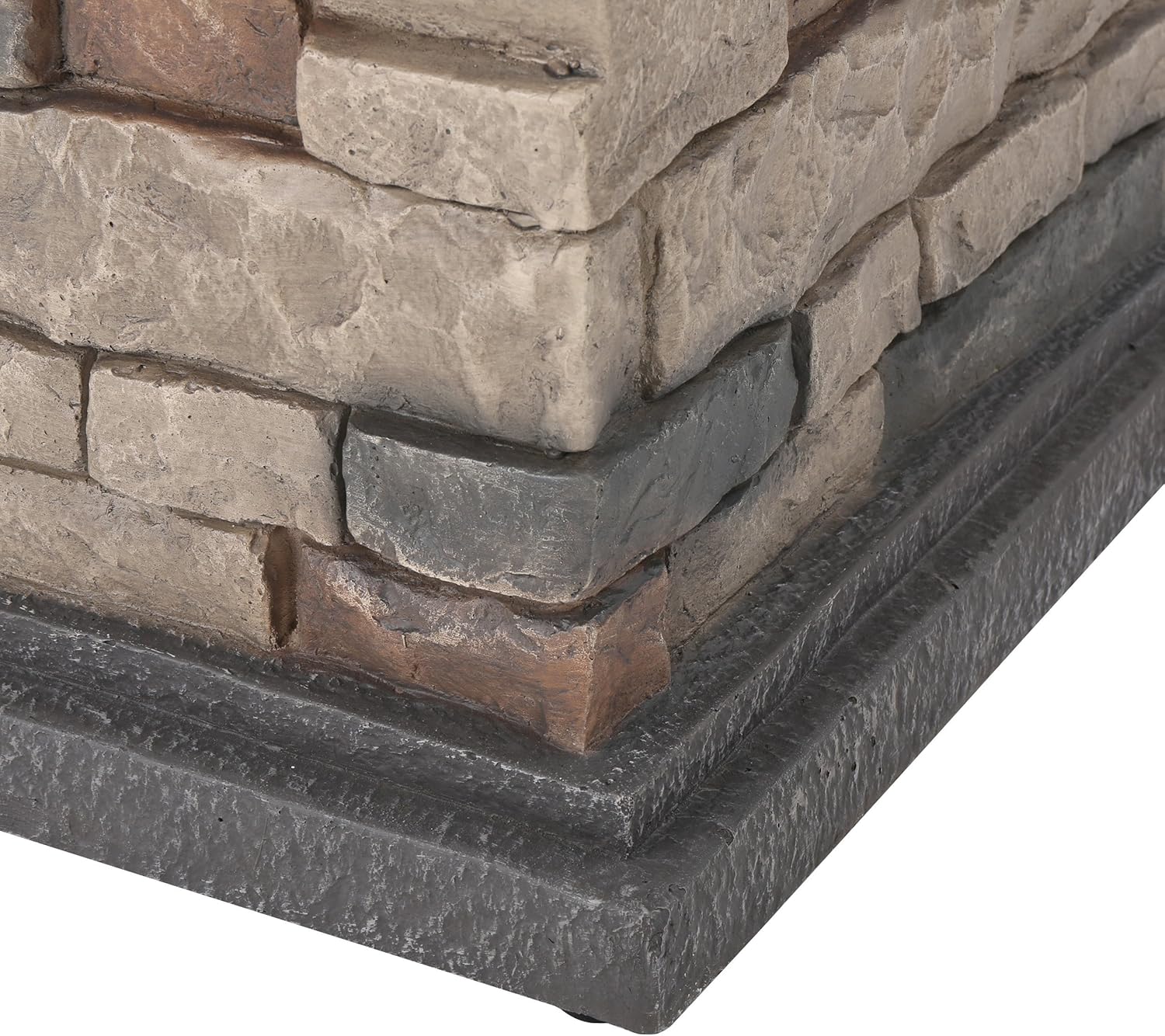 Christopher Knight Home Chesney Magnesium Oxide Square Gas Fire Pit, Stone Finish