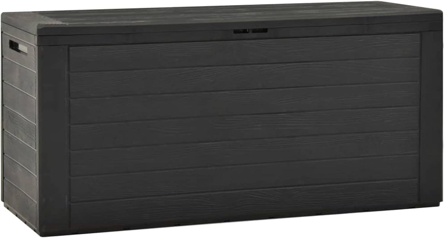 Outdoor Storage Box, Waterproof Deck Box for Patio, Garden, Balcony, Anthracite Polypropylene, 45.7 x 17.3 x 21.7 in, Large Capacity for Cushions, Tools, and Outdoor Essentials