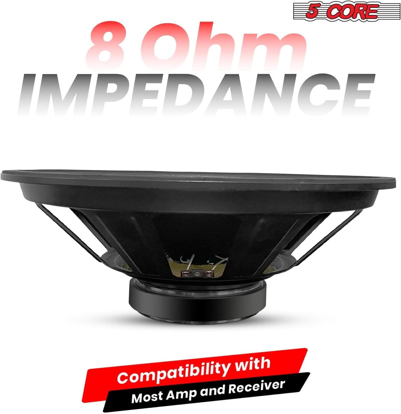 5 CORE 15 Inch Subwoofer Speaker Pair 2000W Full Range PA DJ Audio Sub Woofer Speakers 8 Ohm Deep Bass Replacement Component Subwoofers for Pro Audio Use - FR 15 140 MS 2PCS