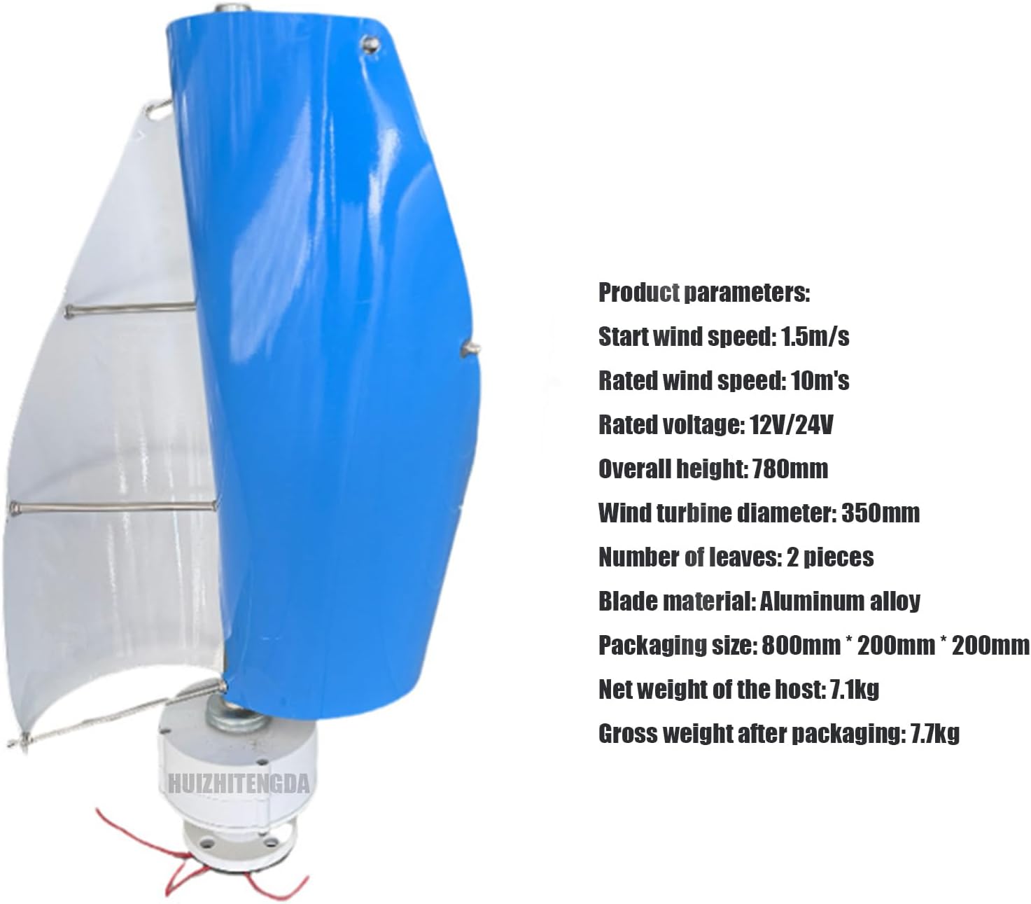 12V 24V 800W Wind Turbine Generator,Windmill Wind Generat Kit with Controller 2 Blade Low Start Spiral Wind Generator for Home Use