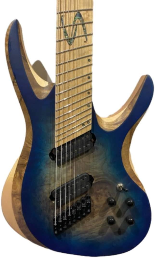 Hand Made Fanned Fret 8 Strings Guitar ASH Body, Alnico V Pickups, 24 Frets for Beginner, Intermediate and pro Players