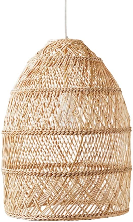 Nordic Pendant Lighting for Kitchen Island, Beige Light Rustic Chandelier Handmade Product Rattan Shades Lamp Pendant Lamp Shade Ceiling Lighting Weave Wicker for Living Room Bedroom