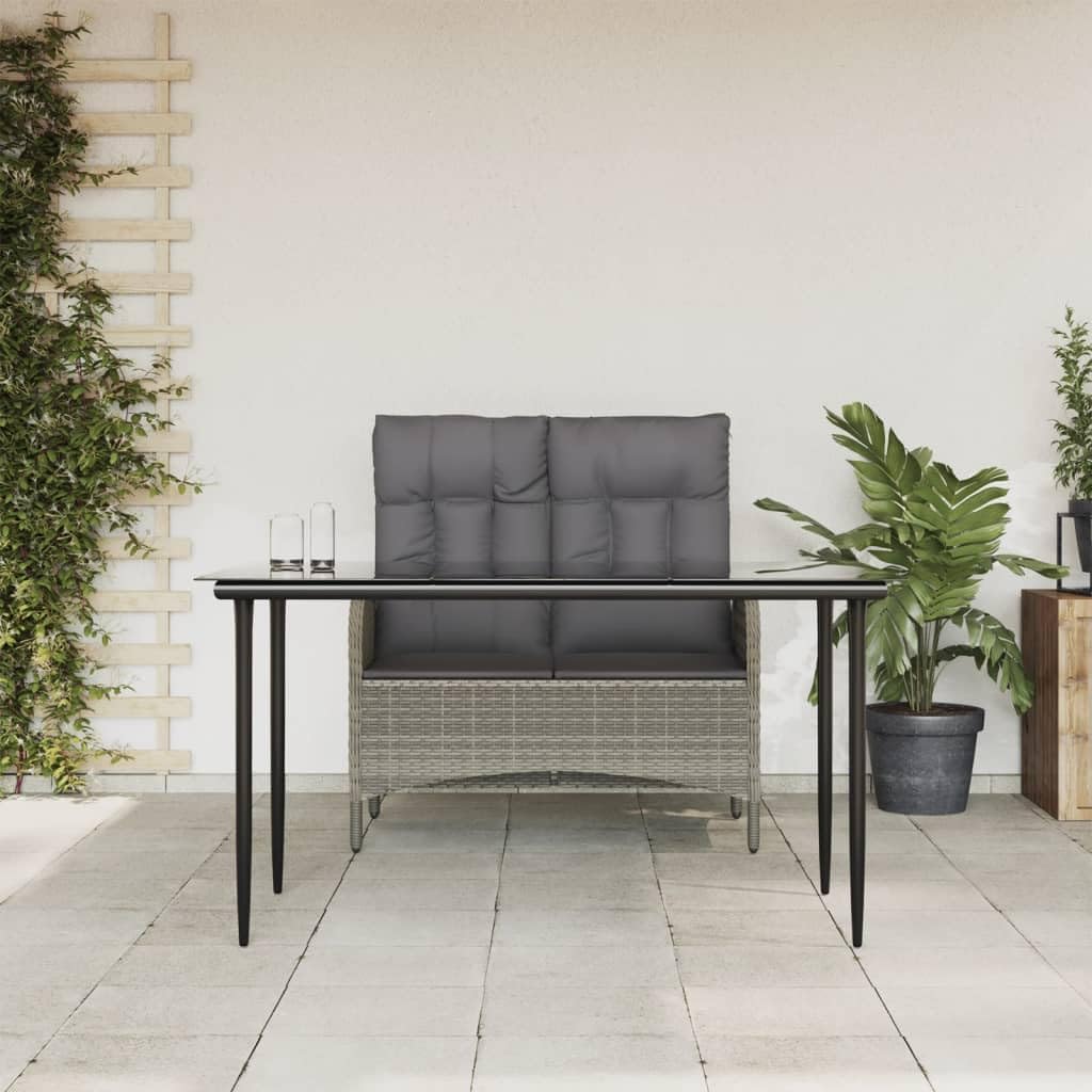 2 Piece Patio Dining Set with Cushions Gray Poly Rattan,Elegant Modern Garden Dining Set: Improve Your Patio into an, Furniture Sets for Patio, Lawn & Garden