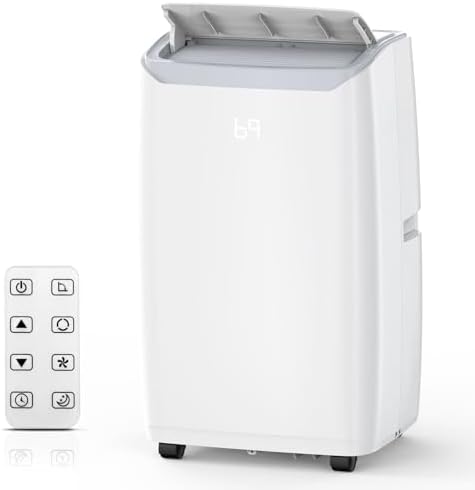 12000 BTUs Portable Air Conditioner with Remote Control, Cools Room up to 550 Sq. Ft., 3-IN-1 Portable AC Unit with Dehumidifier, Fan Function, Smart/Sleep Mode/24Hrs Timer, Window Installation Kit