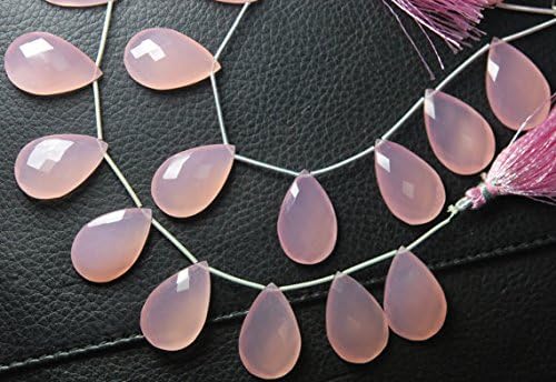 4 match pair - rose pink chalcedony faceted pear briolettes 16x25mm large
