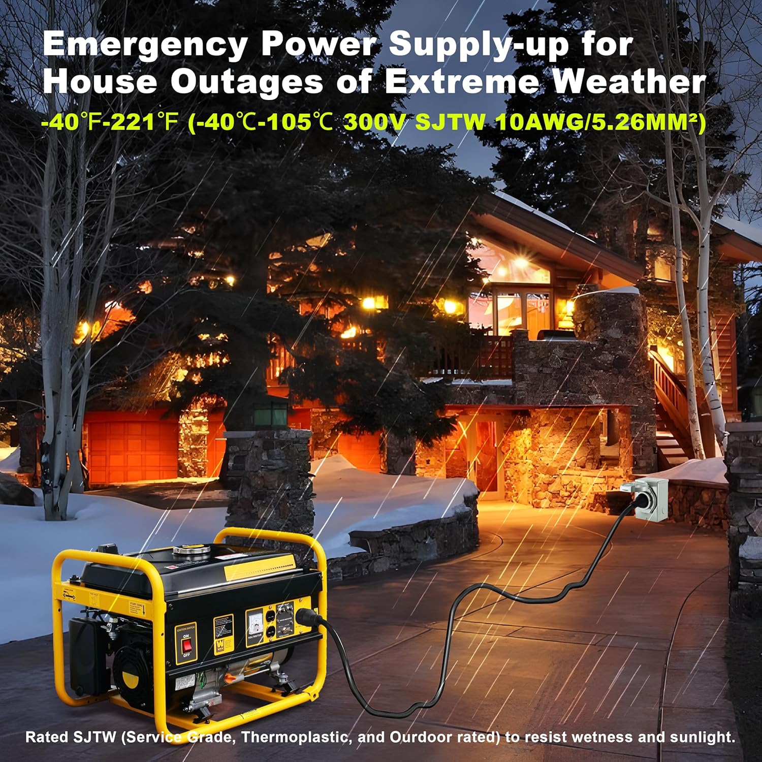 30 Amp Generator Cord and Generator Power Inlet Box Pre-Drilled, Generator Cords 25FT, 30 Amp 125V/250V Generator Power Cord NEMA 14-30P to 14-30R, Twist Locking Connector