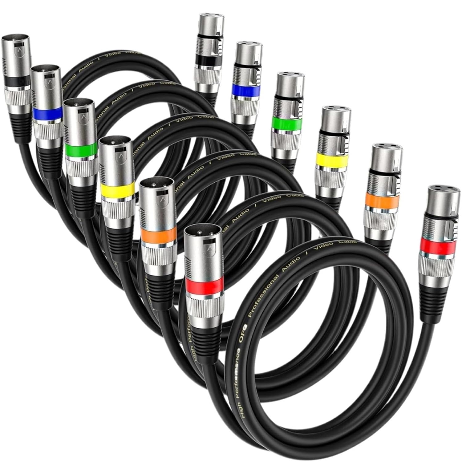 XLR Microphone Cable (6 Pack) XLR Male to Female Mic Cable 3-Pin Balanced Shielded XLR Cable for Amp Mixer Recording Studio Etc(1m)