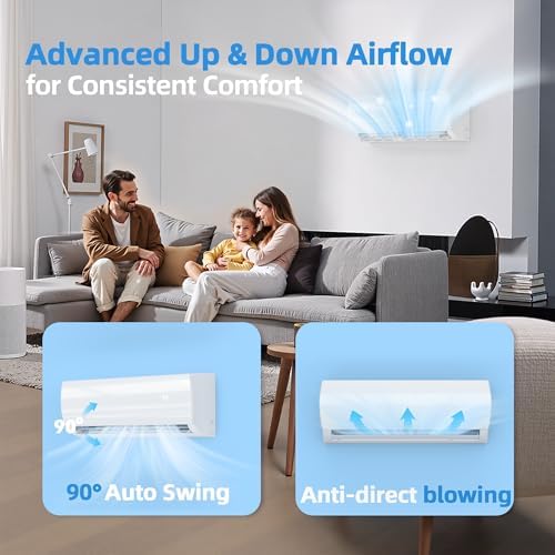 Manastin 12000BTU Mini Split Air Conditioner & Heater with Inverter, 19 SEER2 115V Energy Saving AC Unit Cools Rooms up to 750 Sq. Ft, Complete Installation Kit