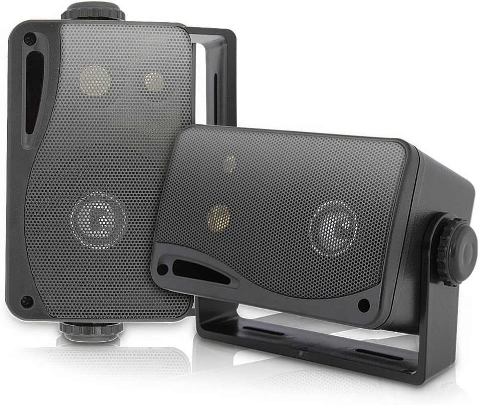 PYLE Wireless Bluetooth Karaoke Amplifier Home Car Bus Tours 300 Watts 2 Channel Digital Home Audio PA Receiver System and 3.5 Inch 200 Watt Waterproof Marine Grade Mount Speakers