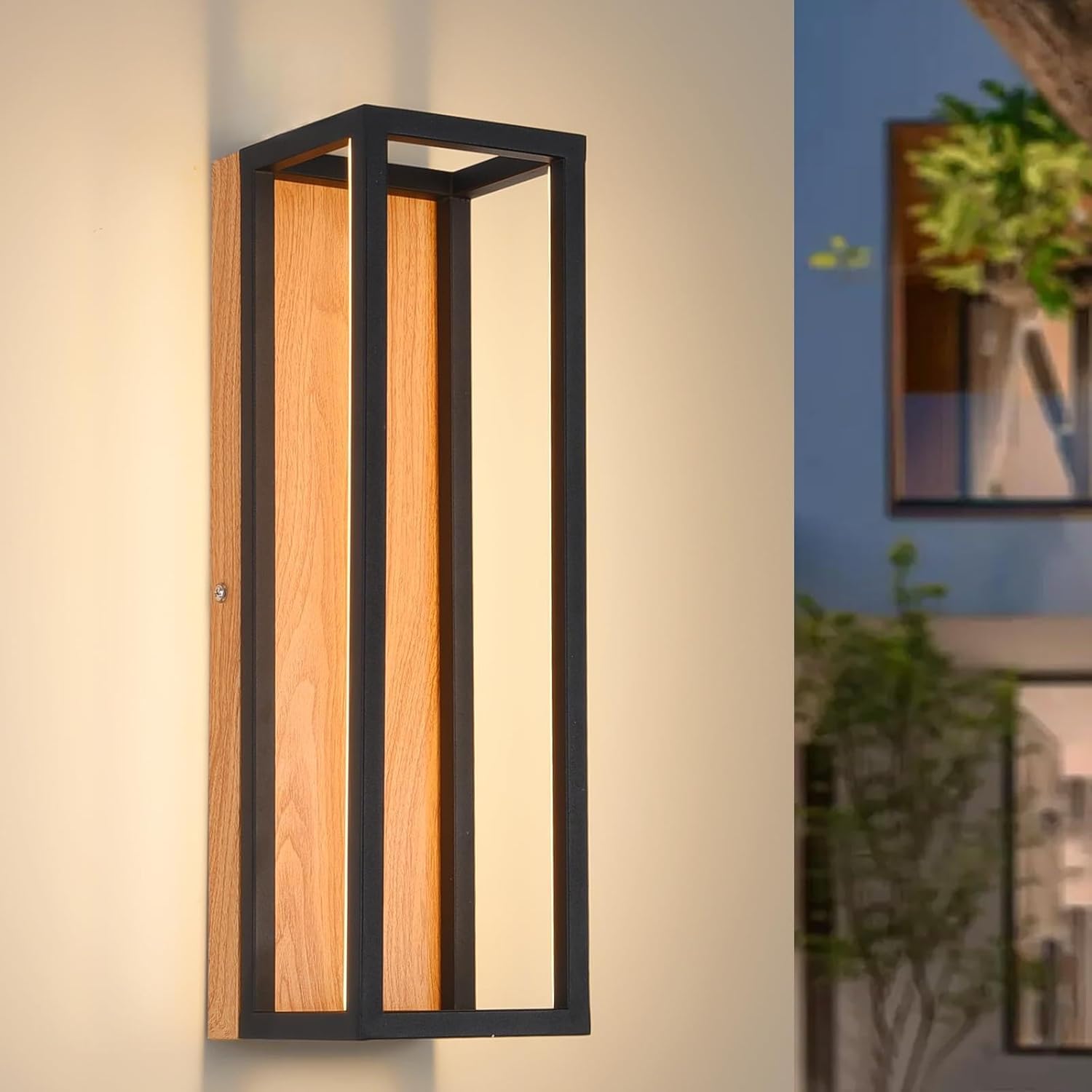 Dusk to Dawn Outdoor Light,2 Pack Wall Light Fixtures Waterproof Exterior Wall Sconce Light Fixture,16” Modern Black Wall Sconcesfor House, Porch, Garage