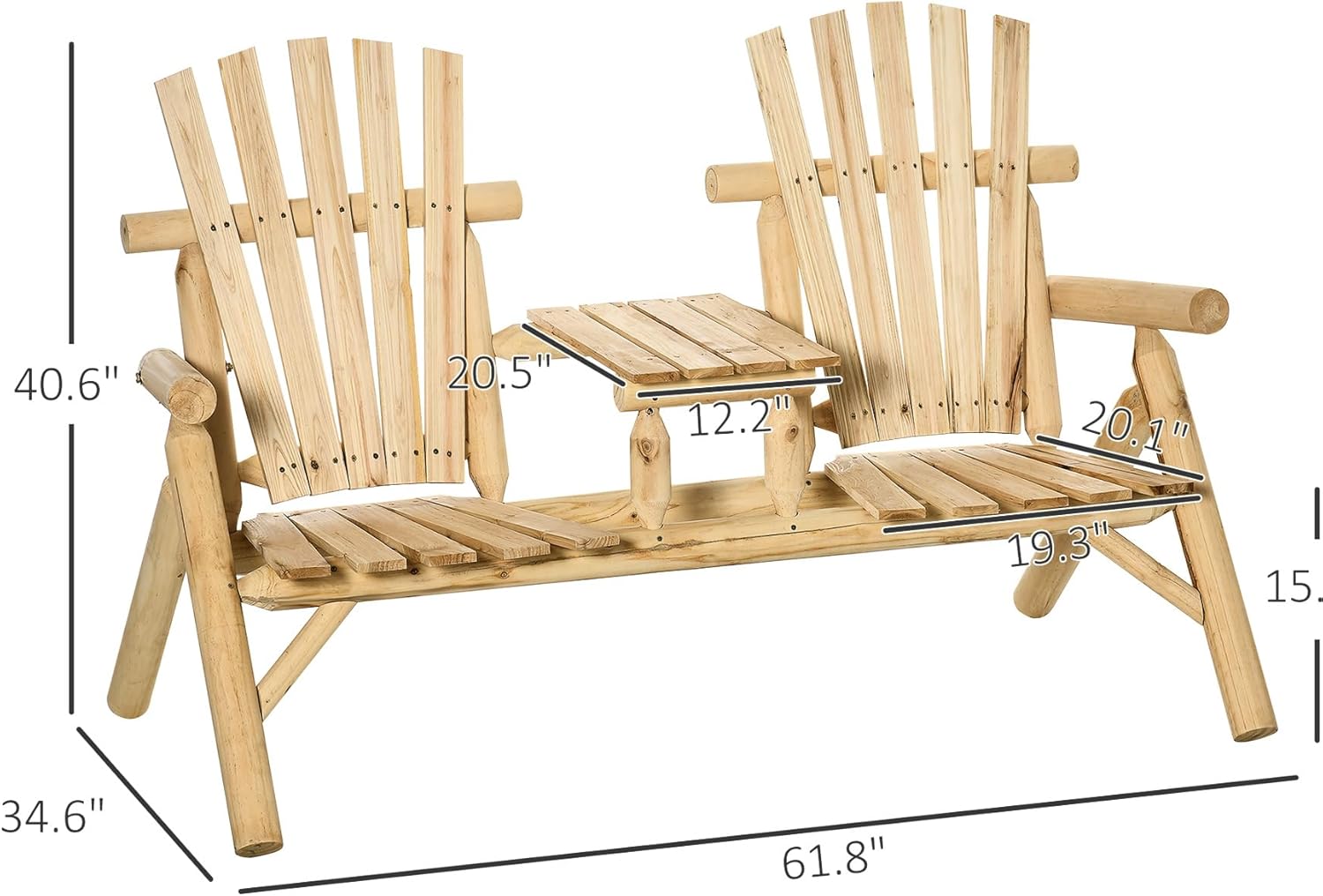 Wooden Chair with Table for Outdoor Spaces, 2 Patio Fire Pit Chair, Natural Backyard, Deck, Porch Table, Porch, Texture
