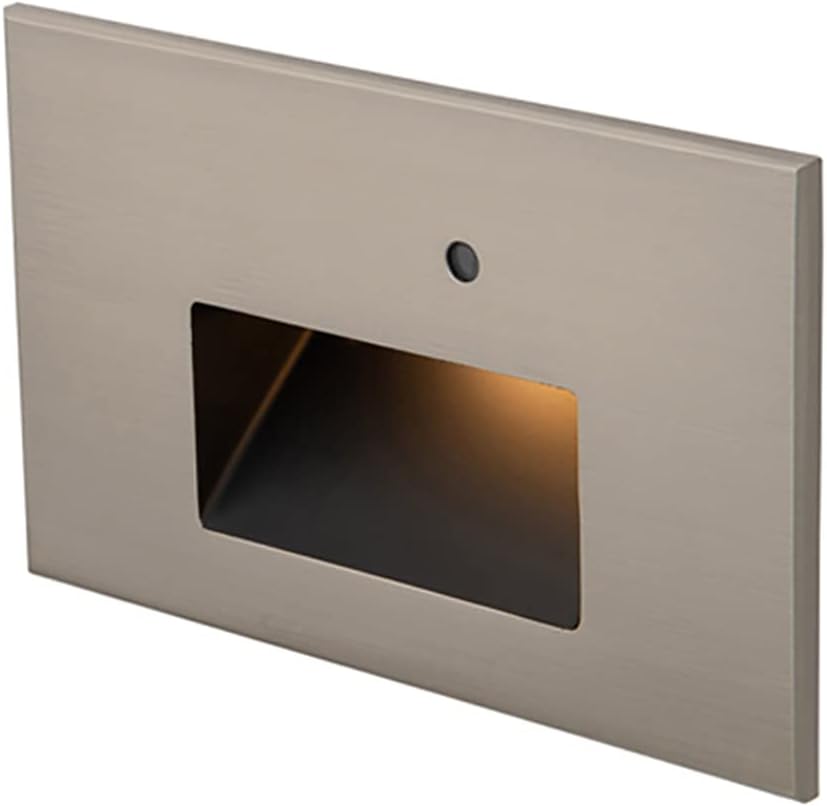 WAC Landscape Lighting, LEDme 120V LED Horizontal Indoor and Outdoor Step and Wall Light with Daylight Photocell Sensor 2700K Built-in LED in Brushed Nickel