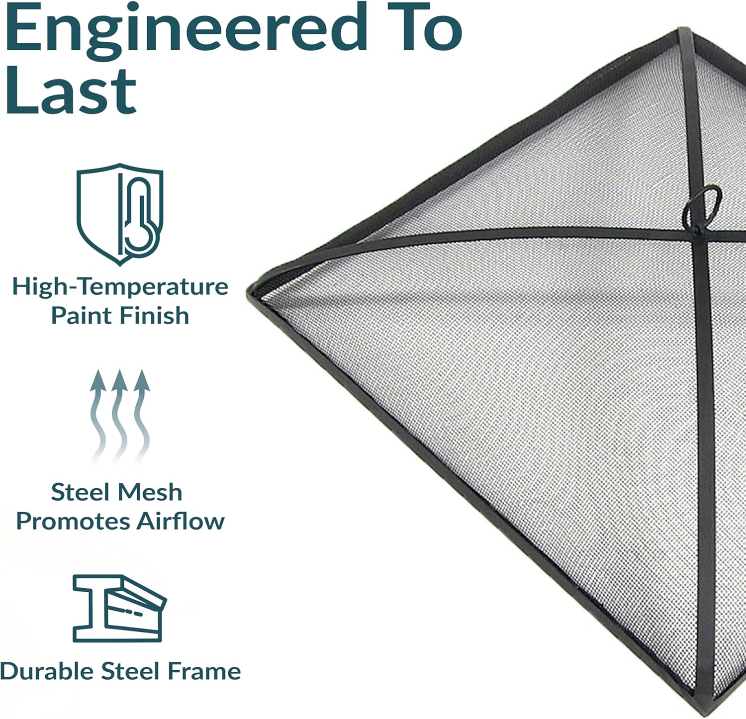 Sunnydaze Heavy-Duty Steel Mesh Fire Pit Spark Screen Cover - Outdoor Fire Pit Screen Cover - Square - Black - 36-Inch