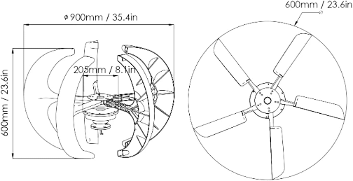 CAJUCA Wind Turbine Generator Kit,8000W 12V 24V Wind Power Generator,with Controller 5 Blades Windmill Generator Wind Turbine Kit