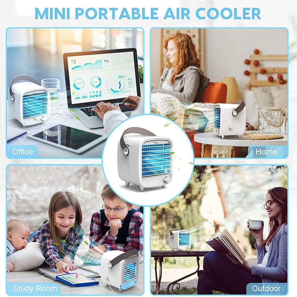 Portable Mini Air Cooler 3 in 1 Fast Cooling Mobile Conditioner Air Fan USB with Adjustable Speeds for Home Bedroom Office