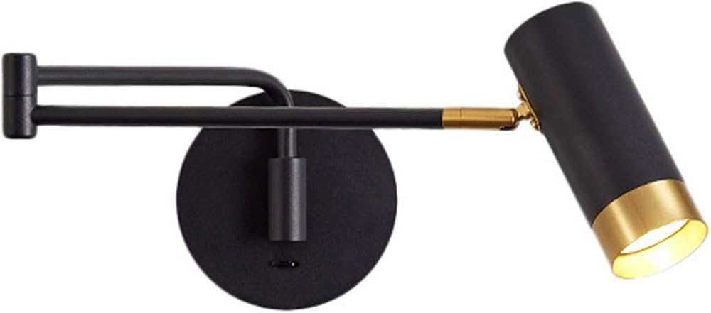 TiStm Wall Lamp Industrial Adjustable Wall Sconce Foldable Swing Arm Spotlight with on Off Mounted Lighting Fixture for Living Room Corridor(Dolphin Waves)