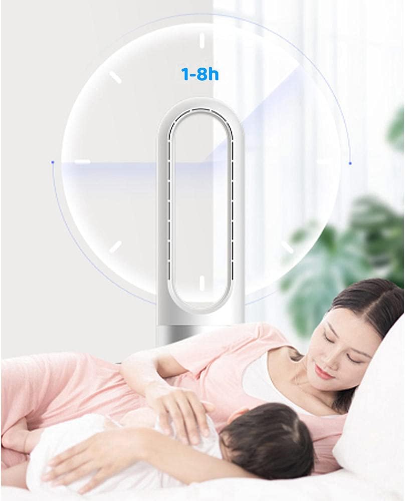 18 Inch Mini Household Leaf Less Electric Fan Remote Control Timing Function No Leaf Quiet Easy to Clean 8 Wind Speed-Gold