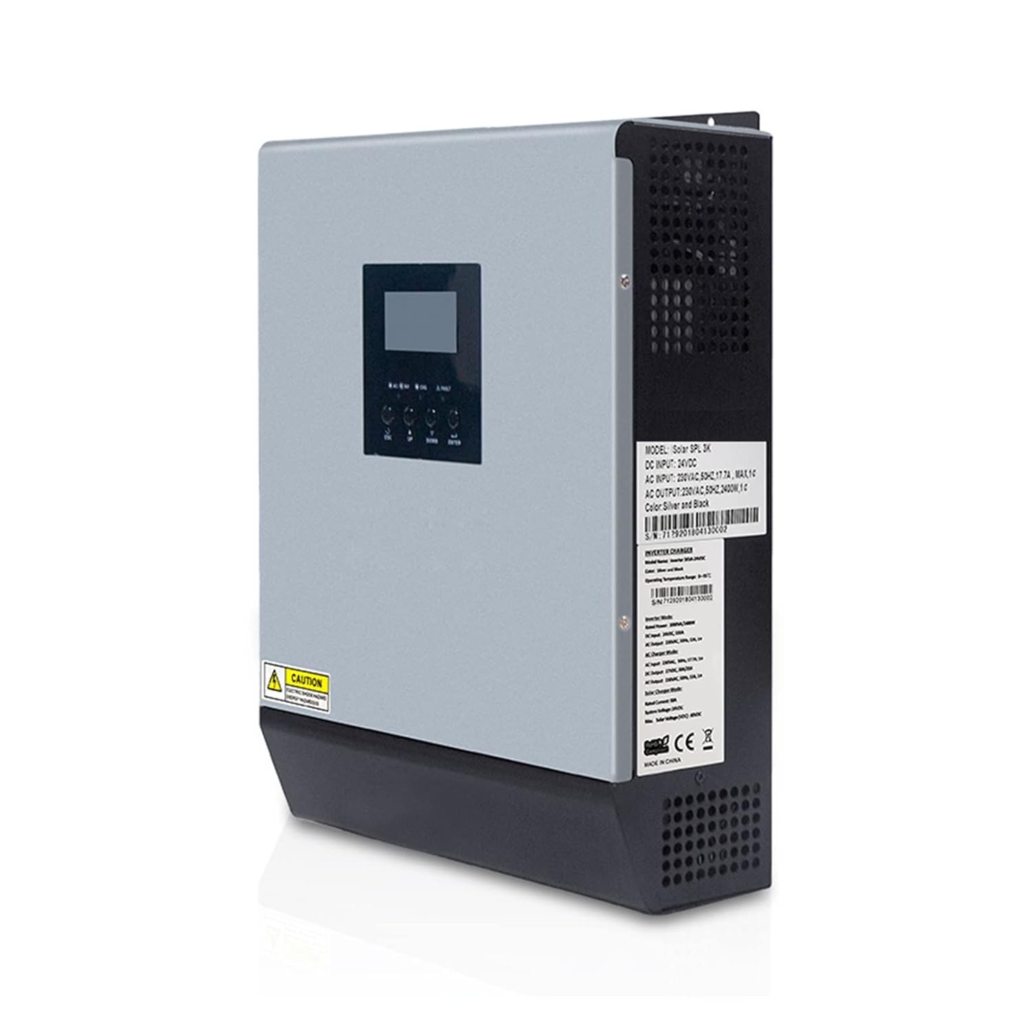 Solar Controller, 3KVA Pure Sine Wave Hybrid Solar Inverter 24V Built-in PWM 50A Solar Charge Controller and AC Charger for Home Use