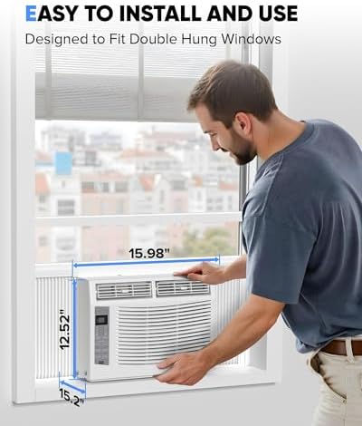 6000 BTU Window Air Conditioner with WiFi, Cools Up to 250 Sq. Ft, Smart Window AC Unit with Remote, Energy Saving