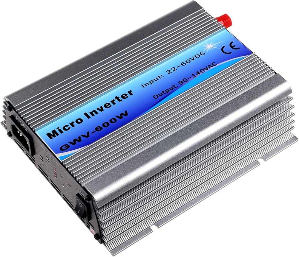 Y&H Grid Tie Inverter 600W Stackable DC30-55V PV Input AC110V MPPT Pure Sine Wave Micro Inverter fit for 30V 36V Solar Panel/36V Battery