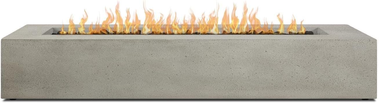 BBQGuys Signature La Valle 72-Inch Rectangle Propane Fire Table - Flint - 1591LP-FLNT