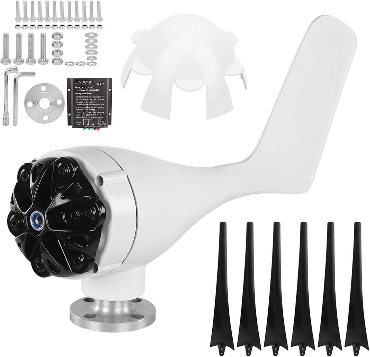 Professional Wind Turbines, 6 Blade Professional Wind Turbines Small Windmill Generator 1200W Industrial, Solar and Wind Power Parts and Accessories (48V)