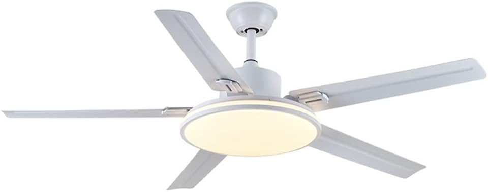 Simple White Ceiling Fan with Lights with Remote 5-Blade Ceiling Fan for Bedroom Outdoor Ceiling Fans for Patios with Light Dimmable Smart Ceiling Fan Modern Ceiling Lighting Fixture