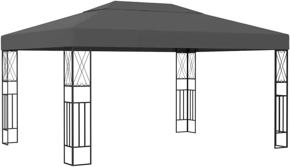 Gazebo 9.8'x13.1' Anthracite Fabric,Spacious and Elegant Gazebo for Sun Protection and Gatherings Outdoor Structures, Outdoor Canopies, Gazebos