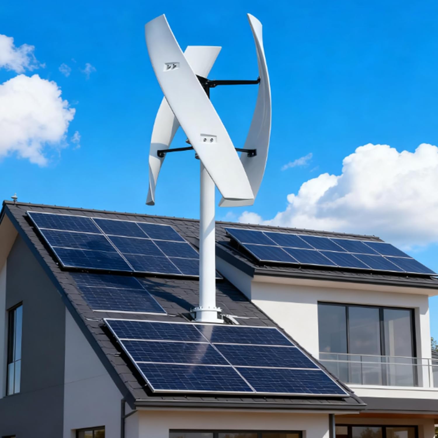 24V,BAOJUHUIKANG 12V-220V Vertical Wind Turbine Generator Free Energy Wind Power Windmill with MPPT Hybrid Controller for Home 48V-16000W