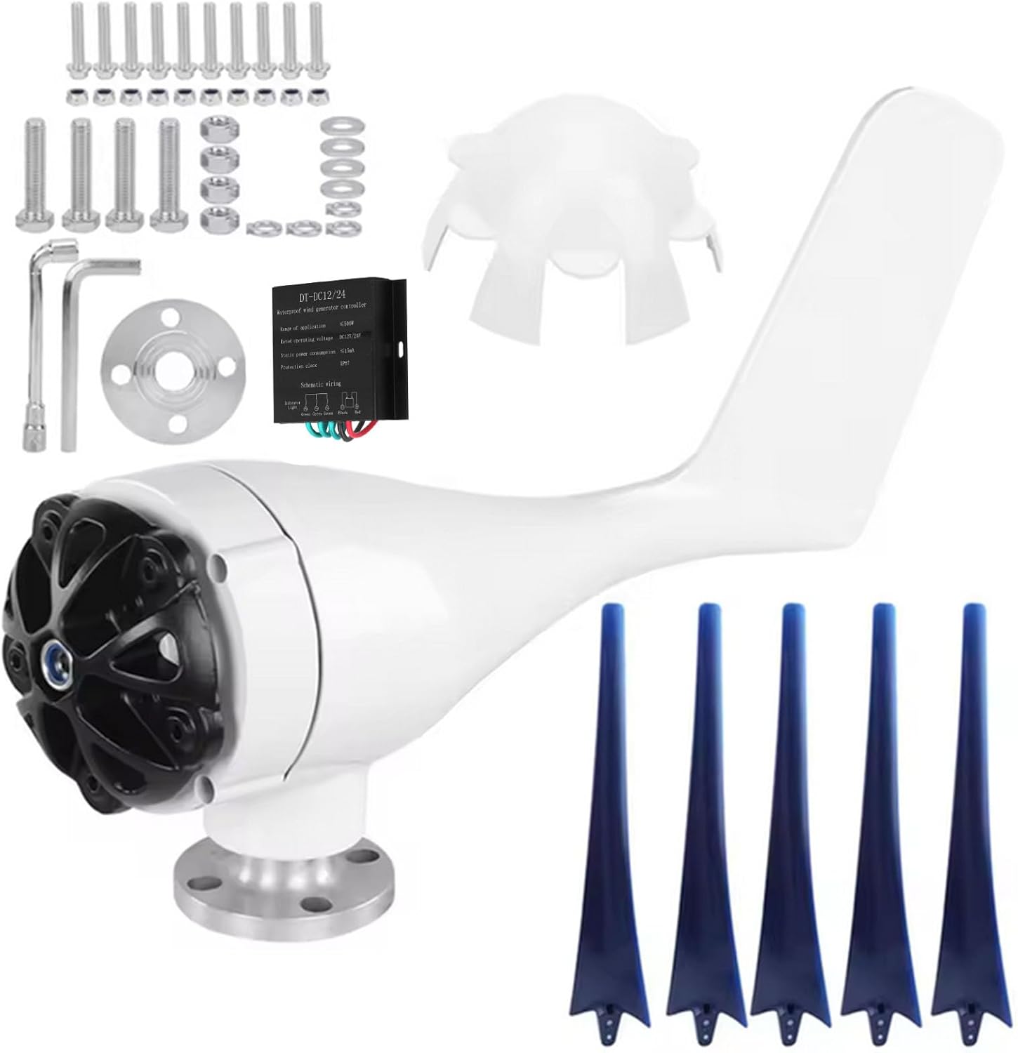 220v, 2000W Wind Turbine Generator Kit 12V/24V/48V/220V with MPPT Controller Compact & Efficient Wind Generator for Home, Off-Grid, Renewable Energy Solutions