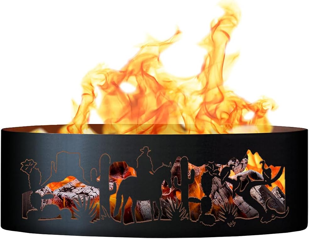 PD Metals SW01637 Southwest Unpainted 12 in. Tall 37 in. Diameter Outdoor Fire Ring - 37 x 37 x 12 in. - Rustic Black Color