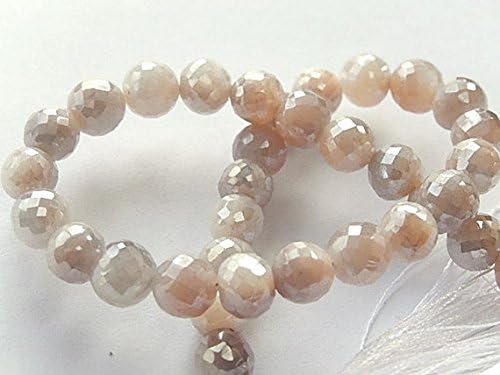 Moonstone Gemstone. Semi Precious Gemstone Bead. Peach Faceted Moonstone Round. Diamond Finish. Large 6-7mm 15pcs