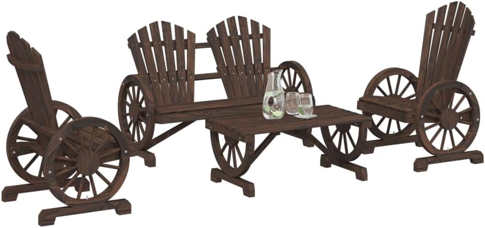 4 Piece Patio Lounge Set Solid Wood Fir Garden Furniture