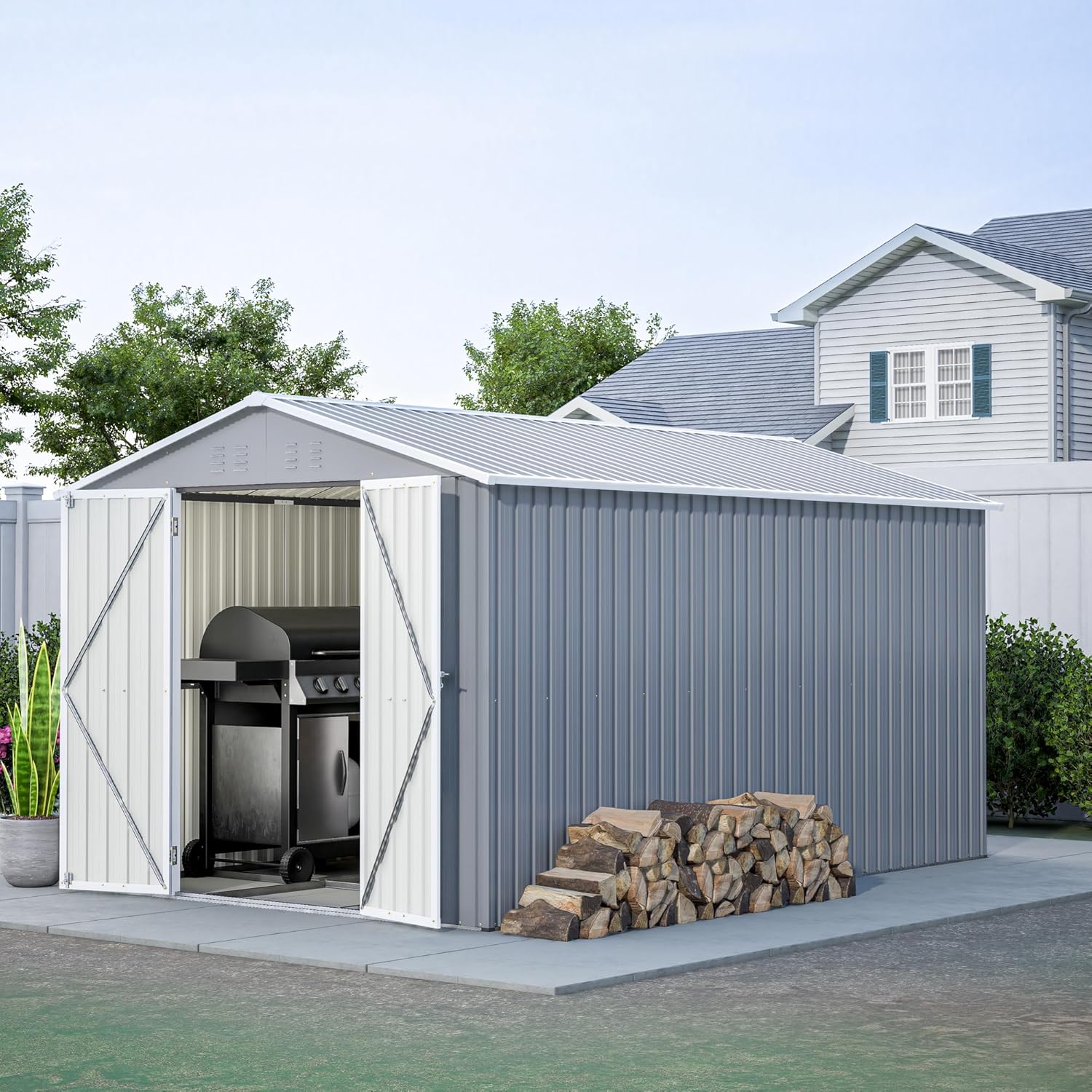 C Garden Sheds, 8 x 12 ft, Gray