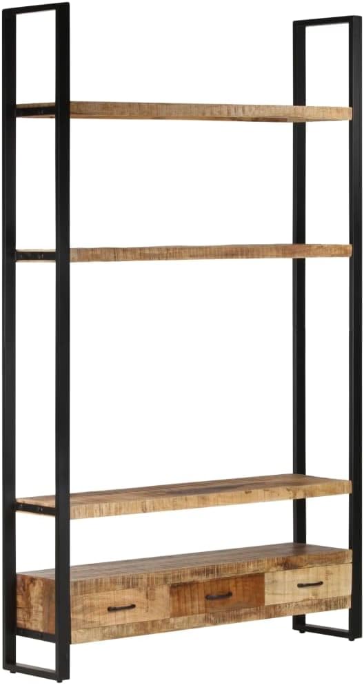 Bookshelf Natural Wood and Black Corner Cabinet for Kitchen & Dining
